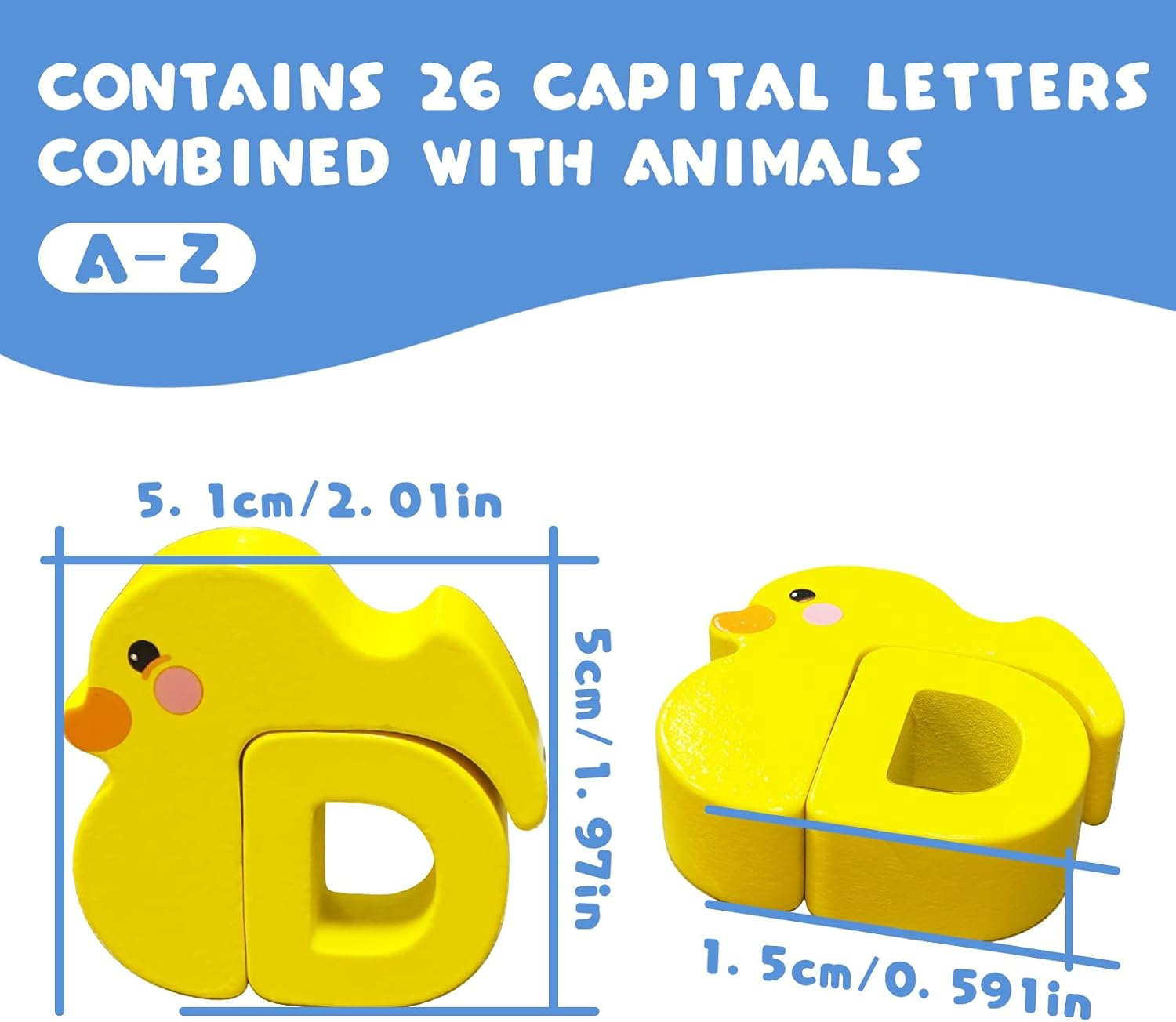 52 Pieces Matching Game, Alphabet Animal Puzzles for Toddlers, Montessori Sorting Blocks Board ABC Peg Puzzles for Kids Ages 3-5, Preschool Learning Activities Toys