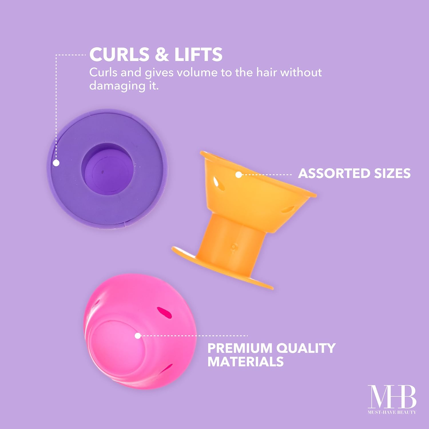 Expressions 24Pc Heatless Curling Pods - Silicone Hair Rollers for No Damage Curls, Value Pack, Overnight Hair Curlers for Versatile Hairstyling (Brights) - Pastel image number 6