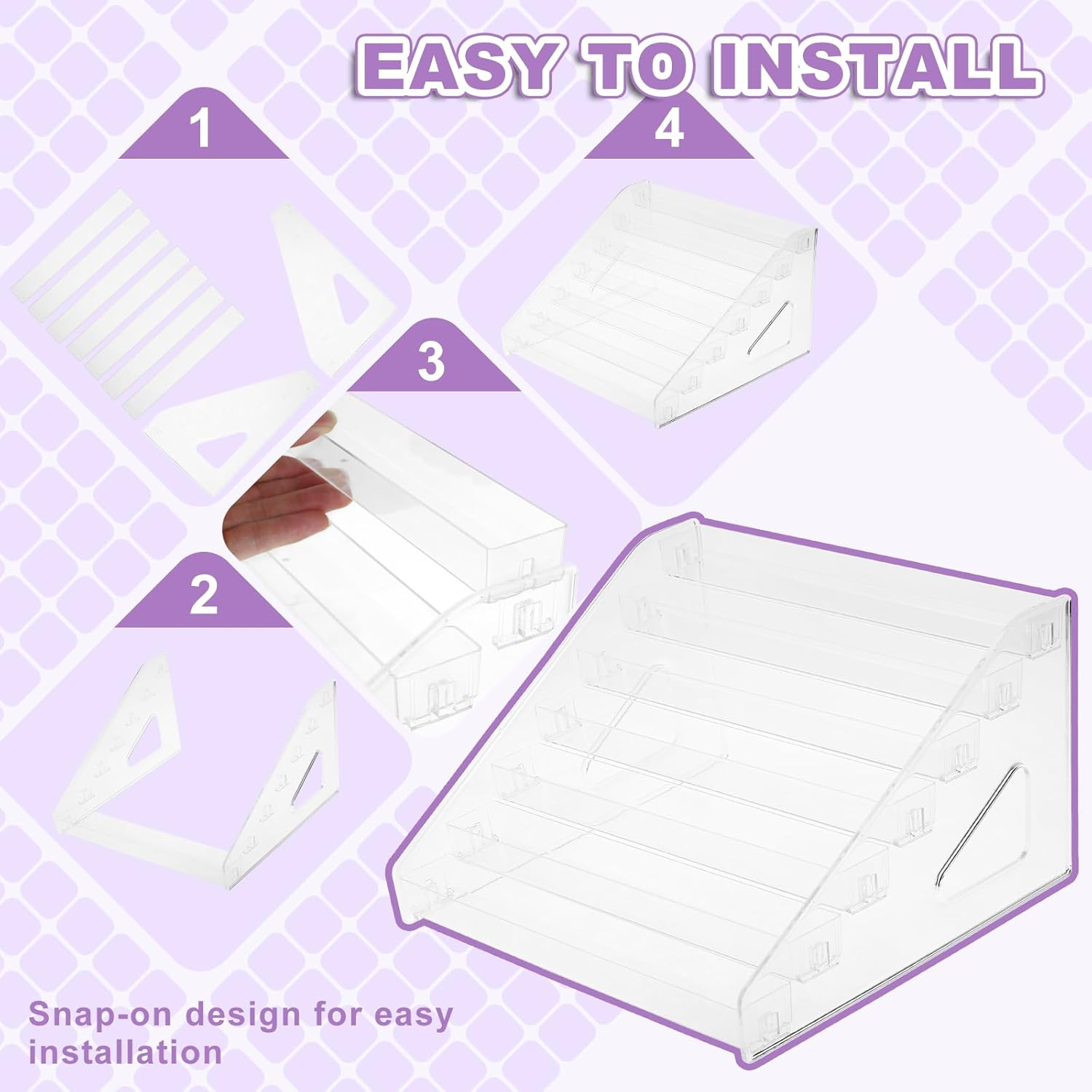 7 Layers Acrylic Paint Organizer and Holder - Clear Nail Polish Storage Rack for Craft Hobby Paint Cans image number 2