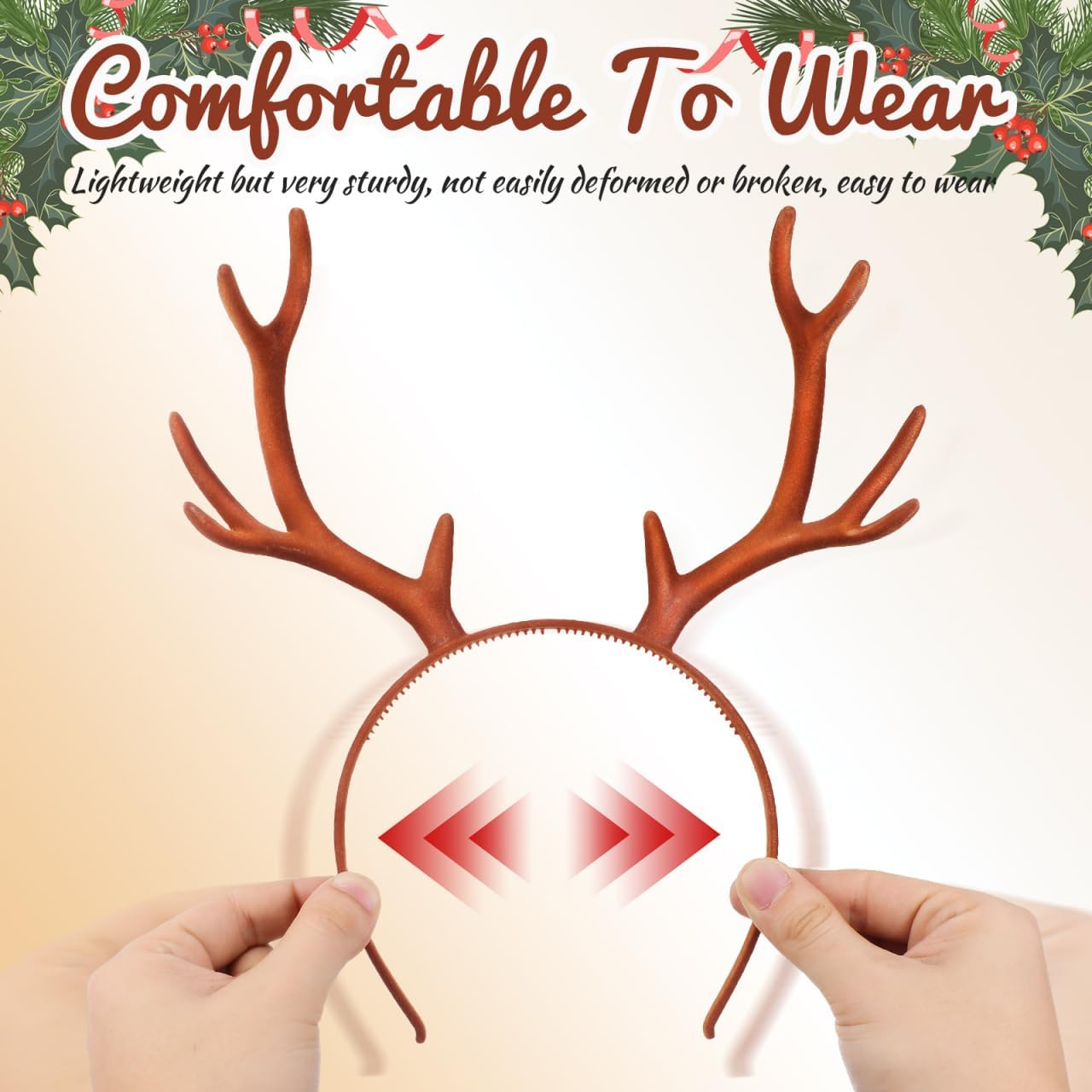 Healvian Reindeer Antlers Headband Elk Horns Deer Antlers Headband Carnival Headdress Elk Headgear Headpiece for Fancy Dress Cosplay Costumes Carnival Halloween Christmas Party image number 5