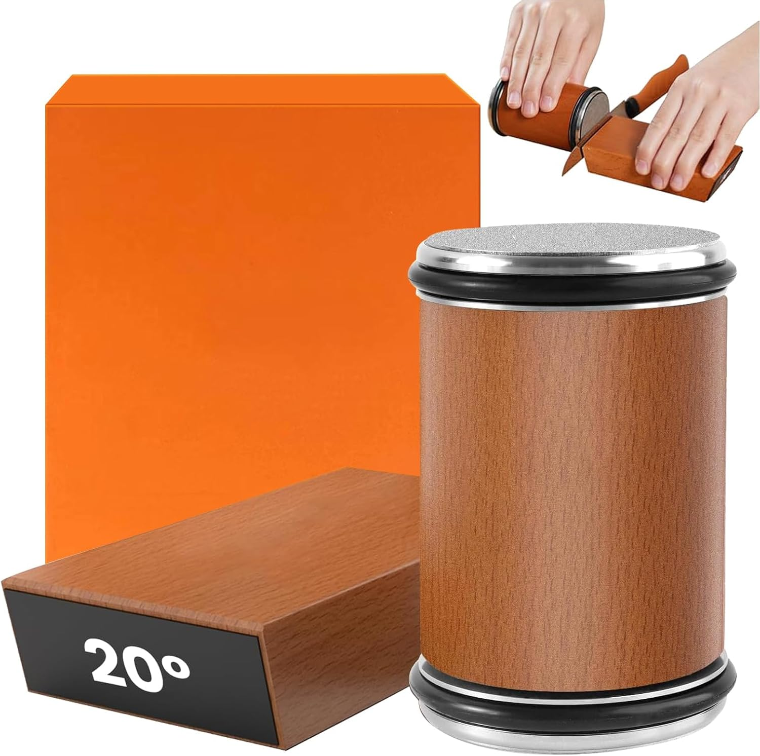 Rolling Knife Sharpener, Straight Edge Rolling Knife Sharpener Set, Kitchen Knife Sharpening Tool, Rolling Knife Sharpener Tool for Kitchen Knives, Provides 15-20 Degree Sharpening image number 4