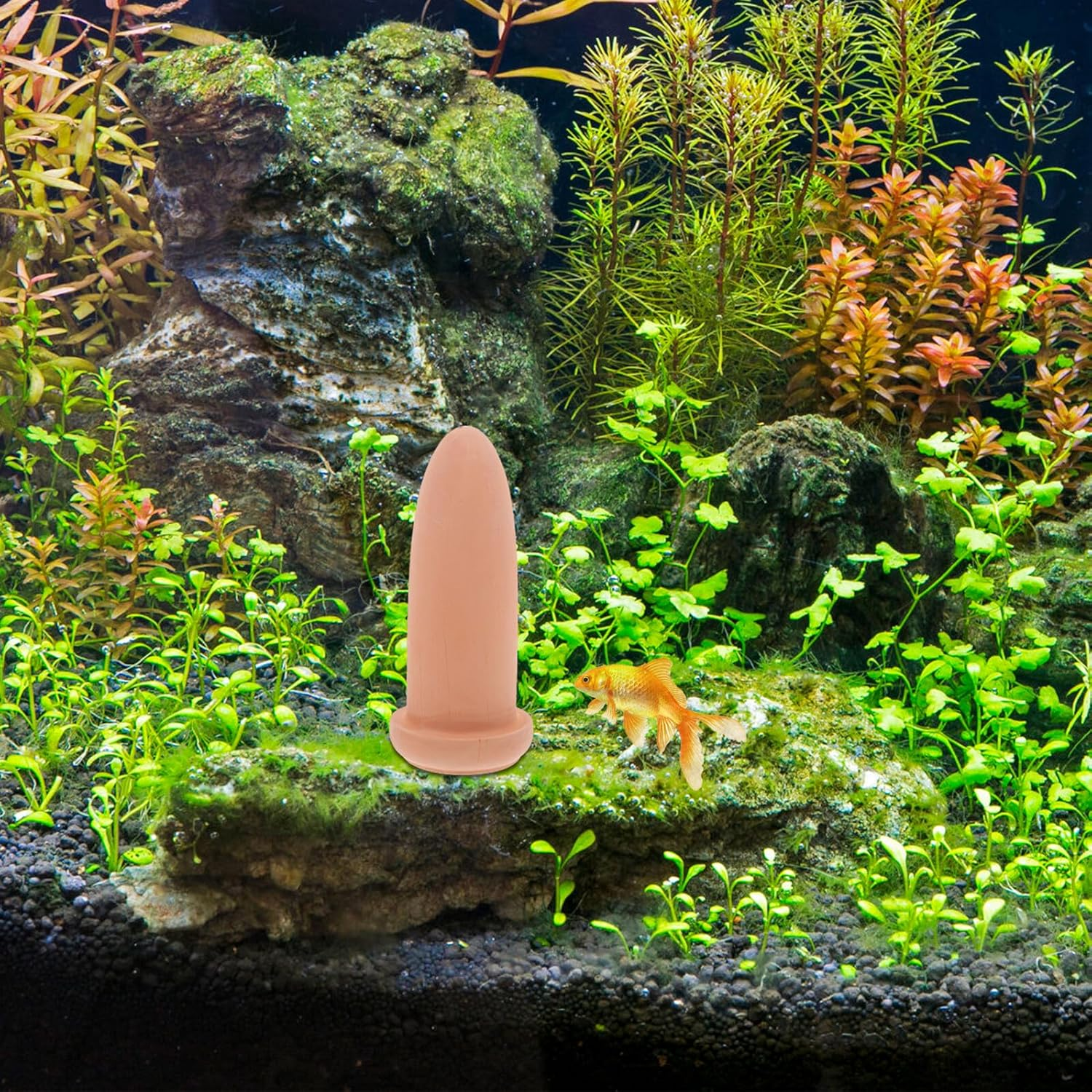 CORHAD Light Brown Fish Breeding Bucket Medium Ceramic Spawning Cone for Aquarium Decoration Easy to Clean Fish Breeding Container Suitable for Fresh and Saltwater Aquatic Pets image number 1