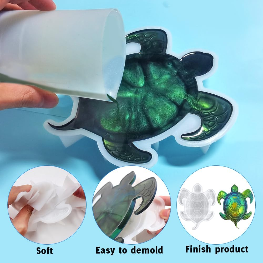 2 Pcs Resin Silicone Molds, Animal Epoxy Resin Molds, Lyflux 3D Sea Turtles and Snail, 3D Lifelike Silicone Molds for Epoxy Resin for Home Decor Desktop Ornament image number 5