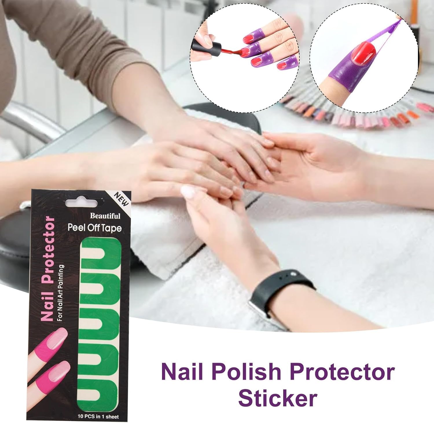 Nail Polish Protector,Soft Elastic U-Shape Nail Polish Guards - Spill Proof Stickers, Peel off Nail Stickers, Nail Tape for Fingers