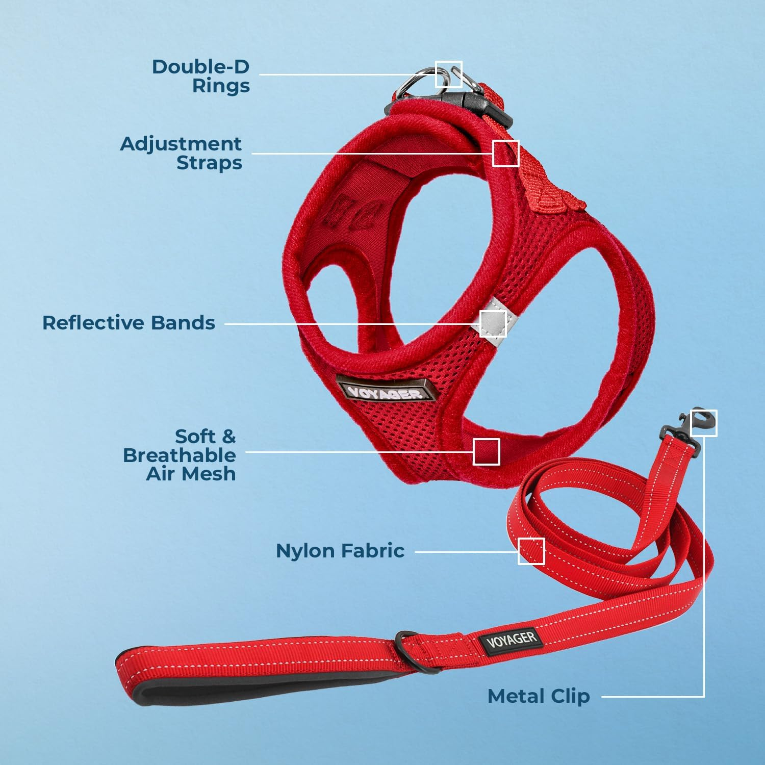 Best Pet Supplies Voyager Step-In Air All Weather Mesh Harness and Reflective Dog 5 Ft Leash Combo with Neoprene Handle, for Small, Medium and Large Breed Puppies by - Harness Leash Set (Red), S image number 4