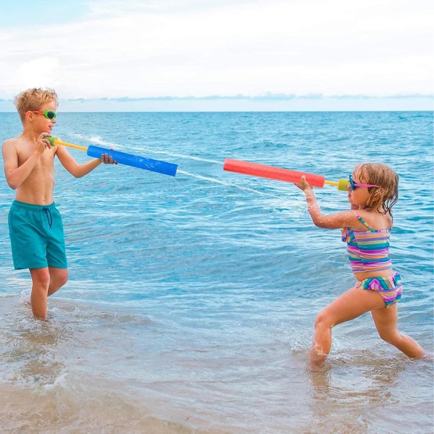 4 Pack Foam Water Blaster - Squirt Guns for Kids, Water Gun Toy, Ranges up to 40 Feet, Outdoor Water Toys