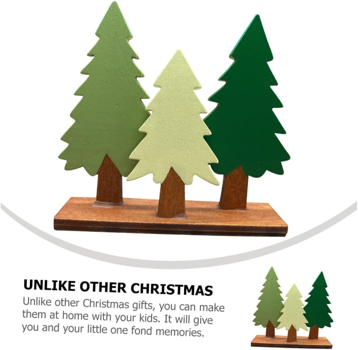 Artificial Pine Tree Wooden Christmas Tree Decor Portable Reusable Ornaments image number 1