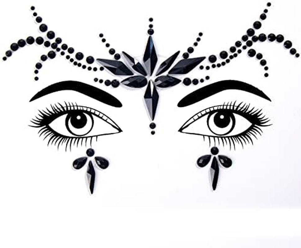 Bowitzki Halloween Face Jewels Festival Design Women Mermaid Face Gems Rhinestone Crystals Stickers Eyes Body Temporary Tattoos (4 Set B) - 4 Set A image number 5