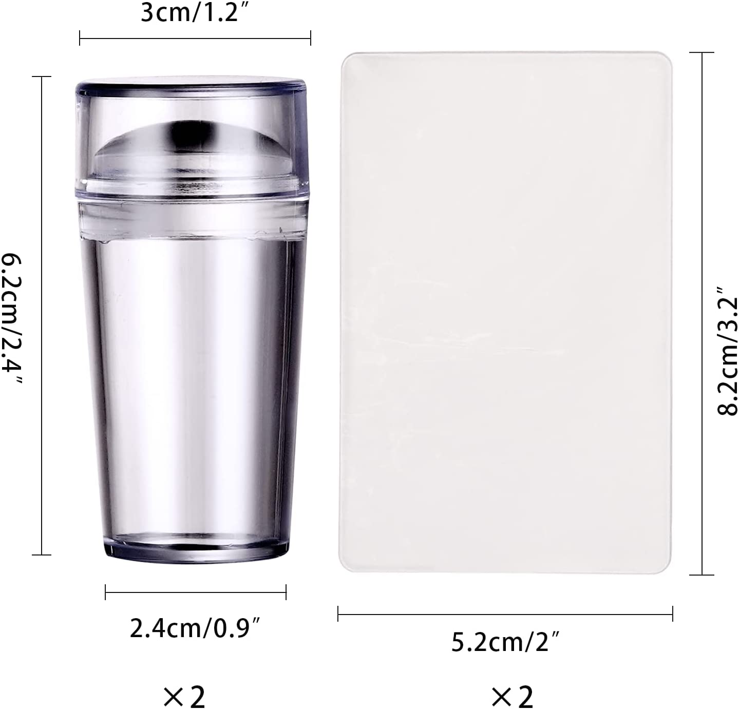 2Pcs Nail Art Stamper Tools Transparent Seal Crystal Silicone Head with Scraper，Diy Manicure Print Tool Nail Art Accessories image number 4