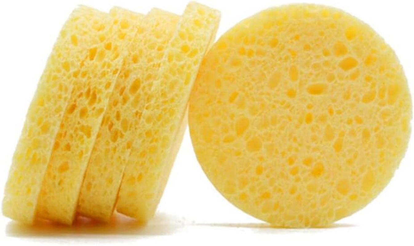 Xinyee 2Pcs/Set Facial Washing Sponge Soft Wood Pulp Sponge Soft Cellulose Compress Cosmetic Puff Face Care Cleansing Makeup Remover Tools image number 5