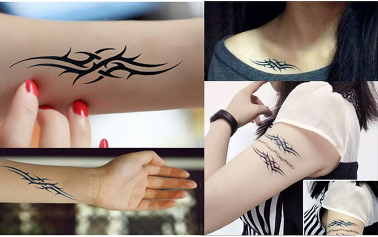 Yesallwas 6 Sheets Mix Tribal Tattoos Small Temporary Tattoo Blue Black Tribal Pattern Tattoo Sticker for Men Women 6X10.5Cm/2.36X4.13Inches (Lxw) image number 6