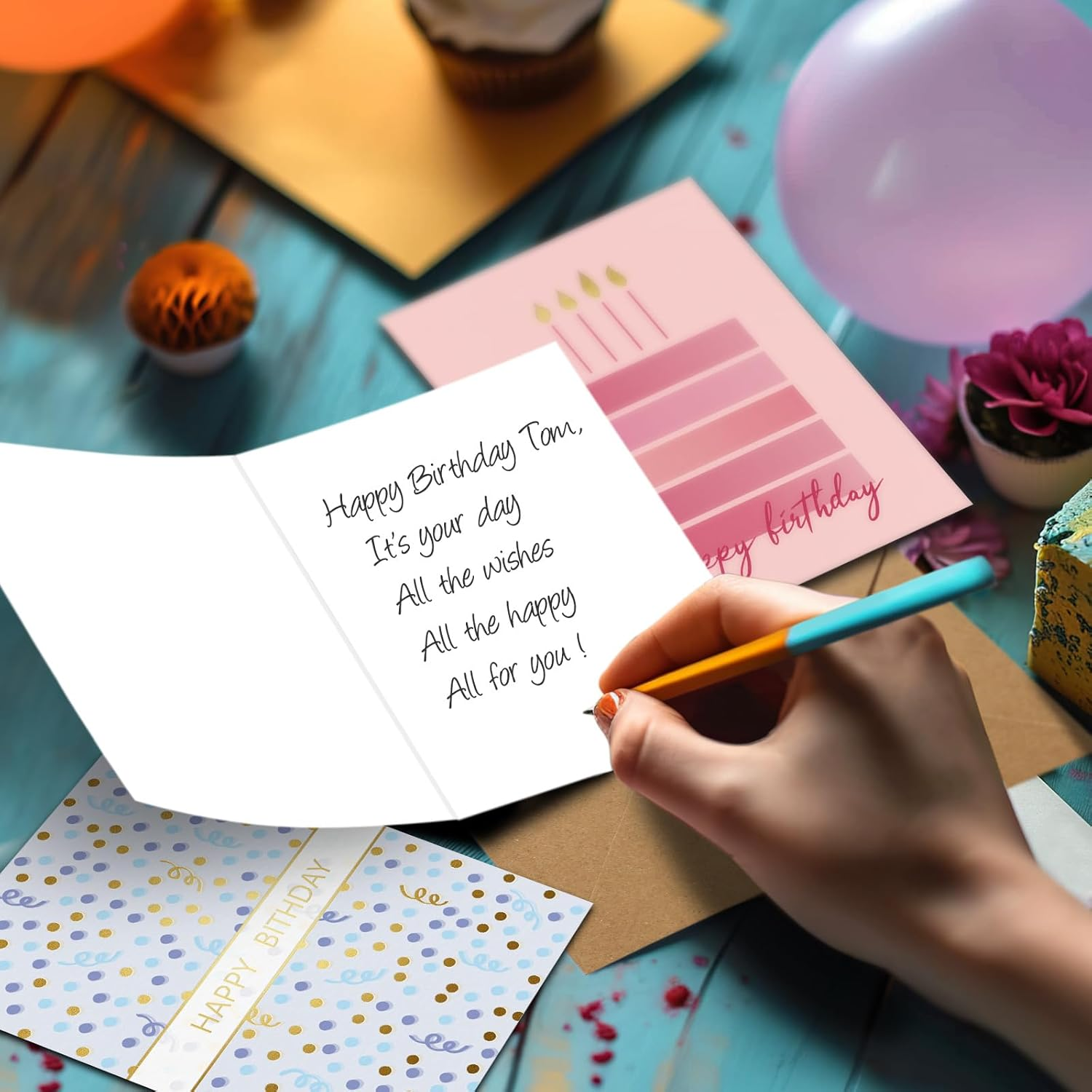 Uroboo Gold Foil Birthday Cards with Envelopes & Stickers, 20PCS Happy Birthday Cards Assortment in Bulk for Family, Kids, Friends, Work & Office Celebrations image number 2