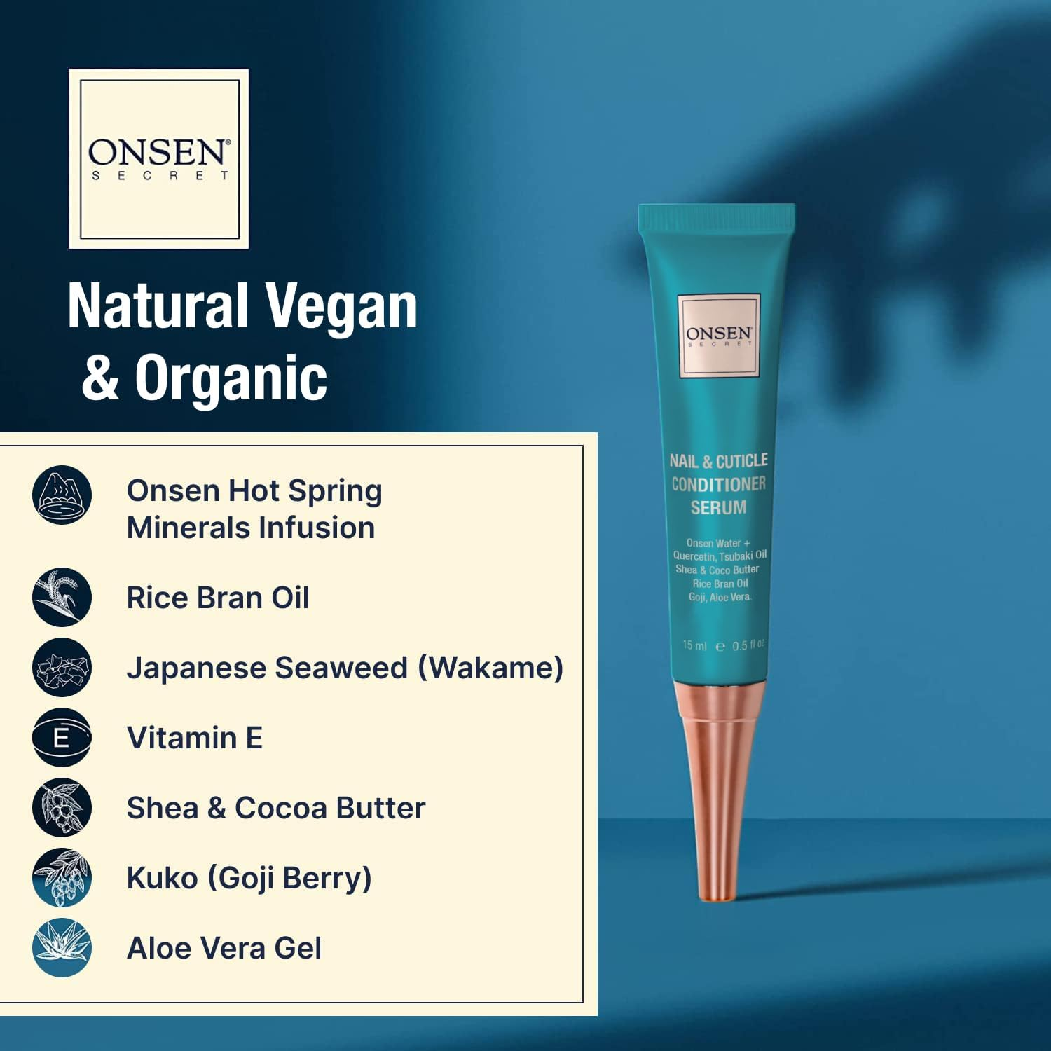 Onsen Secret Nail Reboot Duo - Treatment for Damaged Nails - Natural Nail Care & Cuticle Repair - Visible Results for Perfect Nails, Cuticle Conditioner Cream 15Ml & Nail Reboot Oil 10Ml image number 6