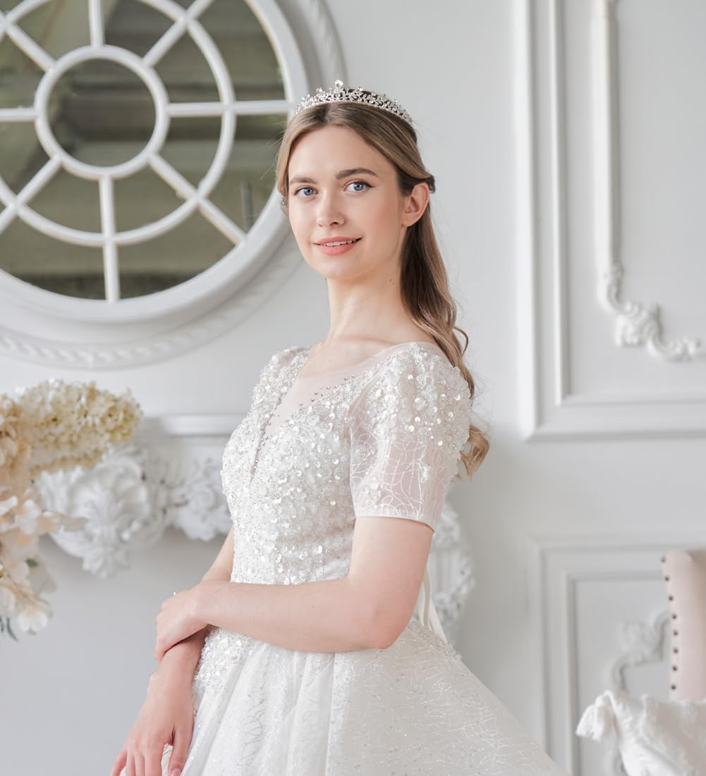 Lovelyshop Royal Crystal Princess Wedding Alloy Tiara Headpiece-Silver image number 2