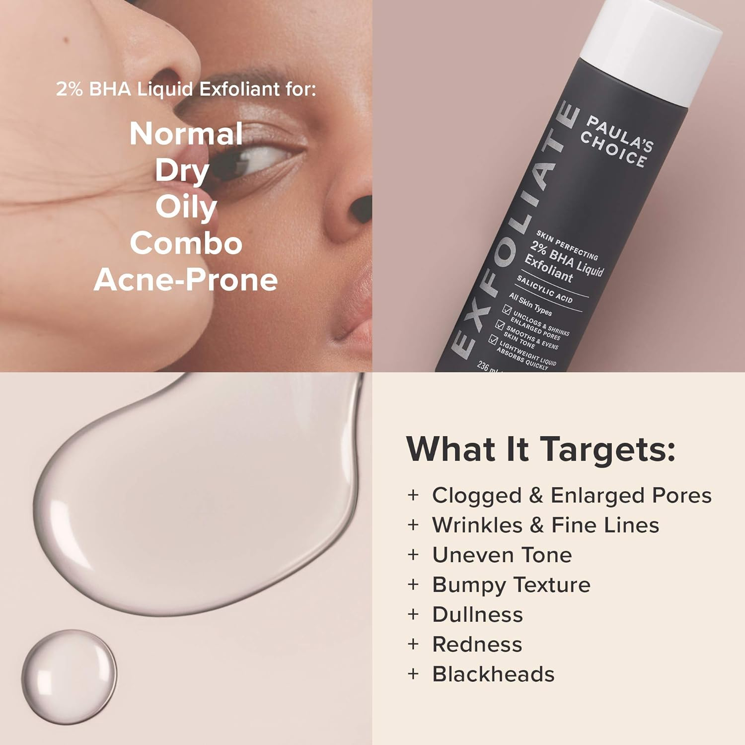 Paulas Choice SKIN PERFECTING 2% BHA Liquid Salicylic Acid Exfoliant, Daily Facial Exfoliator for Blackheads, Enlarged Pores, Wrinkles & Fine Lines, Fragrance-Free & Paraben-Free, Full Size - 118 Ml