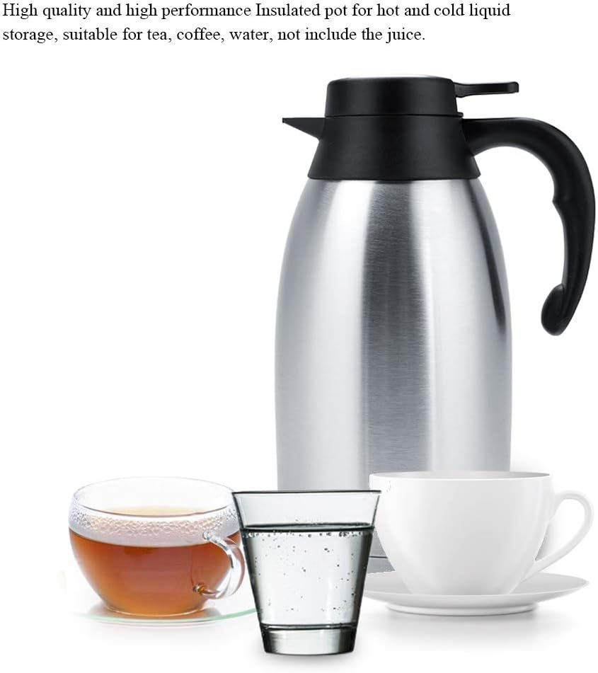 QANYEGN Double Walled Insulated Coffee Server, Vacuum Insulated Coffee Water Pot, Stainless Steel Vacuum Insulated Tea Pot for Keeping Hot Coffee Tea Home and Office (2L) image number 4