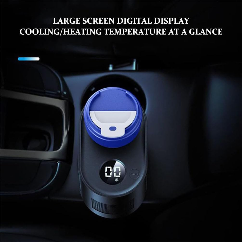 Car Cup Cooler with Display Temperature, 12V Electric Cooling Cup, Car Cup Cooler Warmer Dual Function, Temperature Setting Smart Cup Warmer, Portable Car Refrigeration Cup, LCD Display, for Outdoor