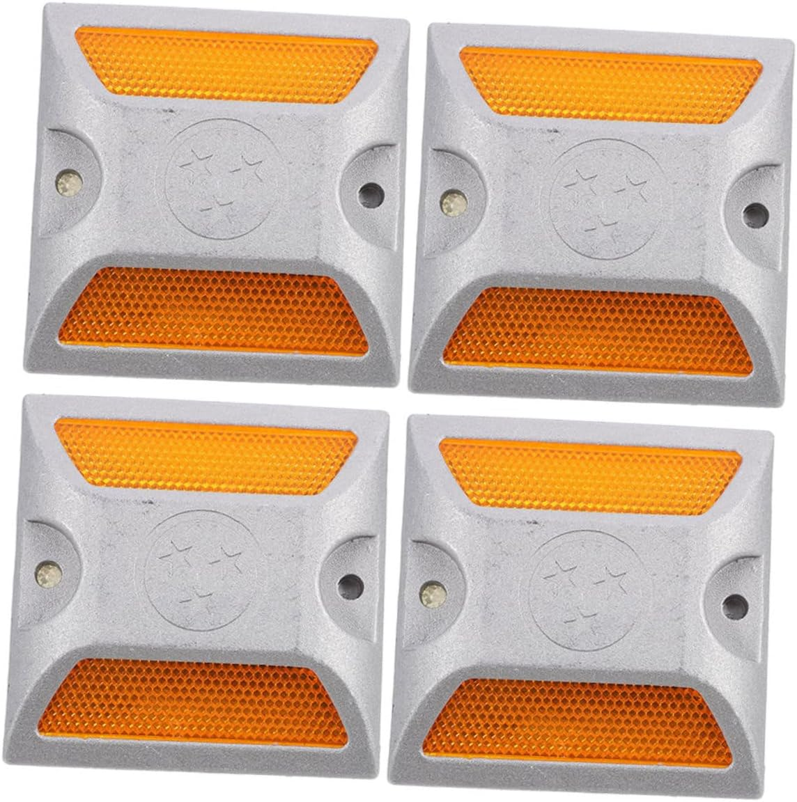 COHEALI 4Pcs Reflective Aluminum Road Markers Heavy Duty Driveway Road Safety Night Visibility Pavement Markers Reflectors image number 1