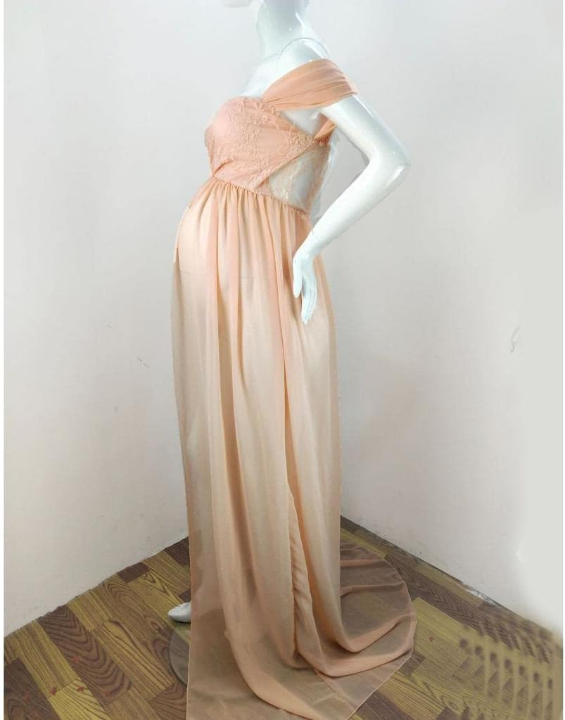 Off Shoulder Maternity Dress Skirts Maternity Photography, Pink M image number 5