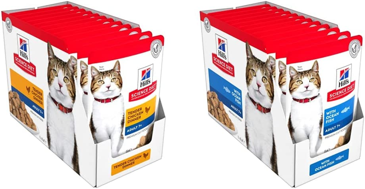 Hill'S Science Diet 7+ Wet Cat Food Pouches 85G, (Chicken & Ocean Fish) 2X12 Pack