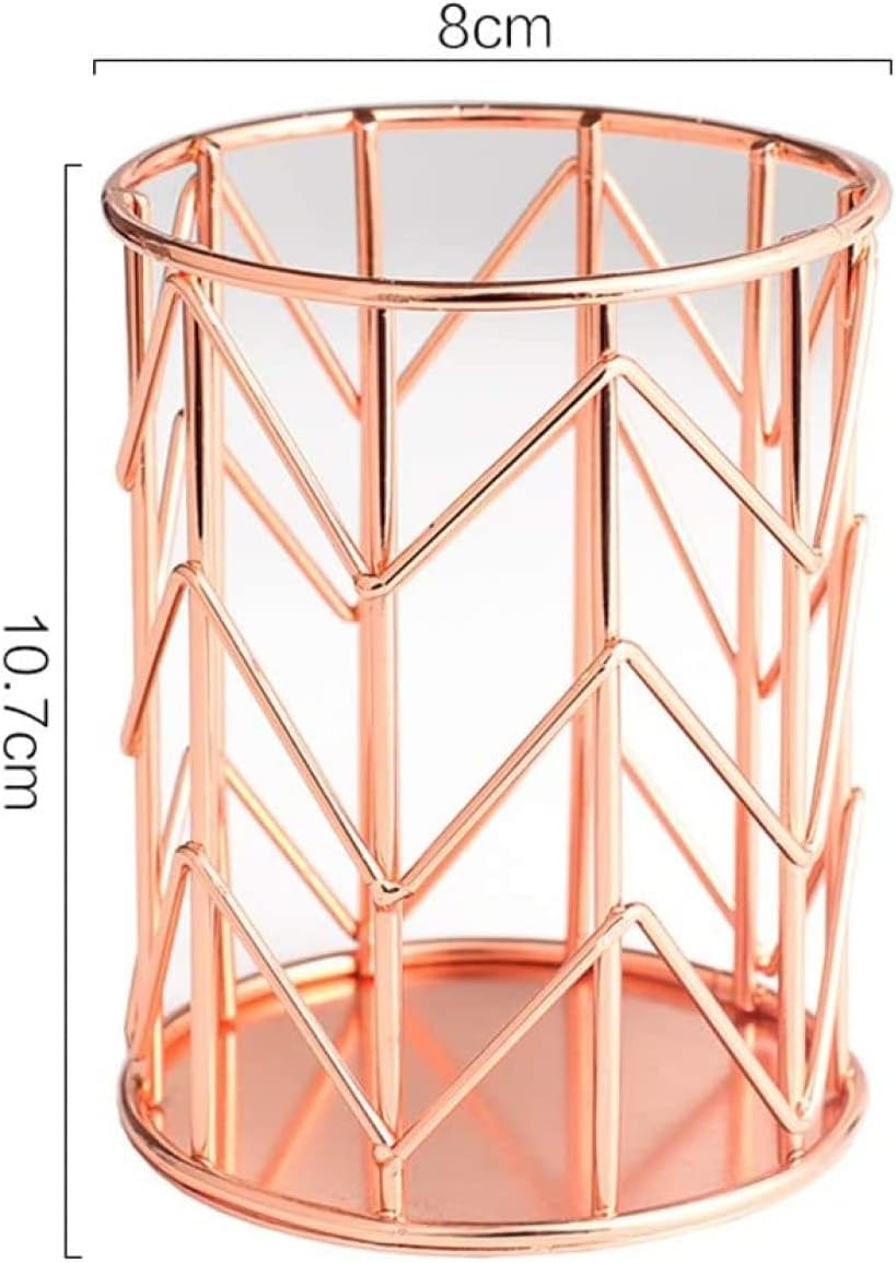 Metal Pencil Holder Multipurpose Desk Organiser Rose Golden Pen Holder for Makeup Brush Penrose image number 2