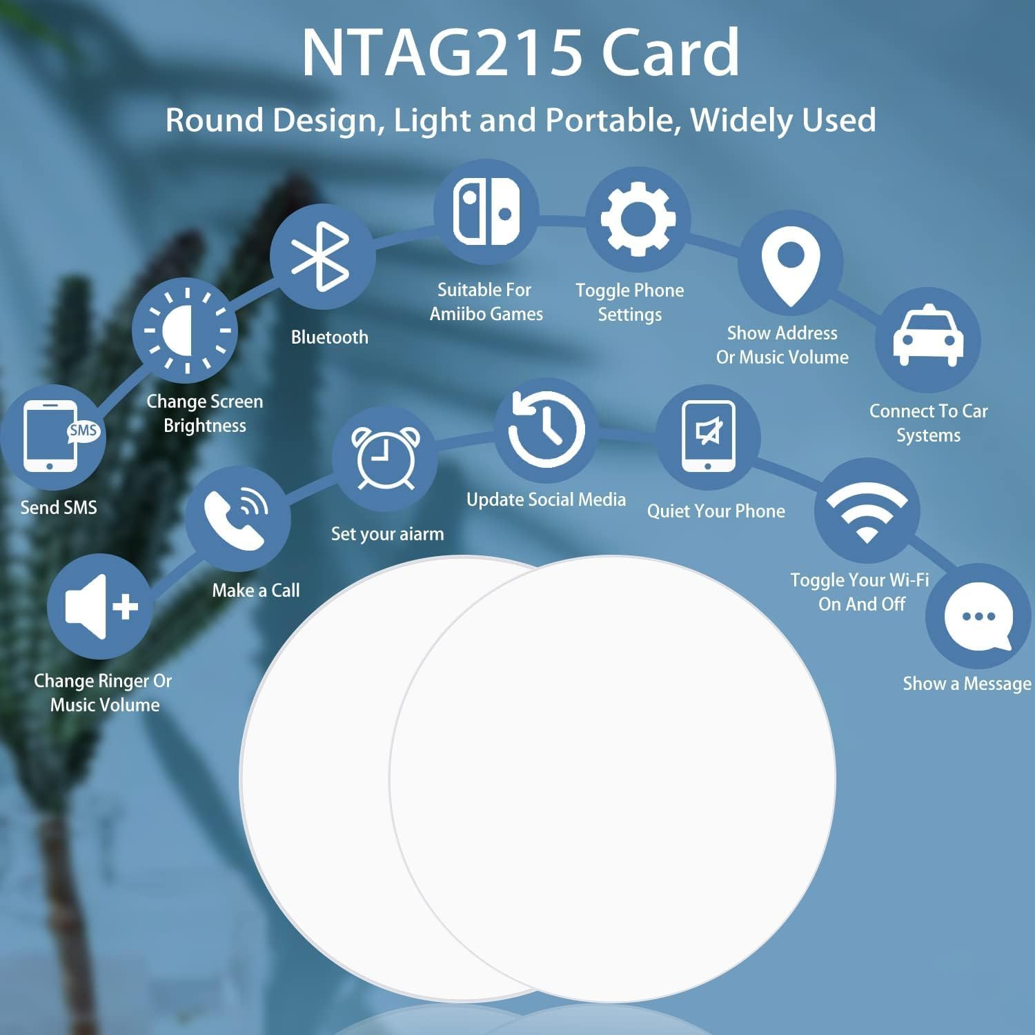 50PCS BABIQT NFC Tags NTAG215 Card, Rewritable NFC 215 Tag Coin Card 25Mm Compatible with Amiibo Android and All NFC Enabled Devices image number 3