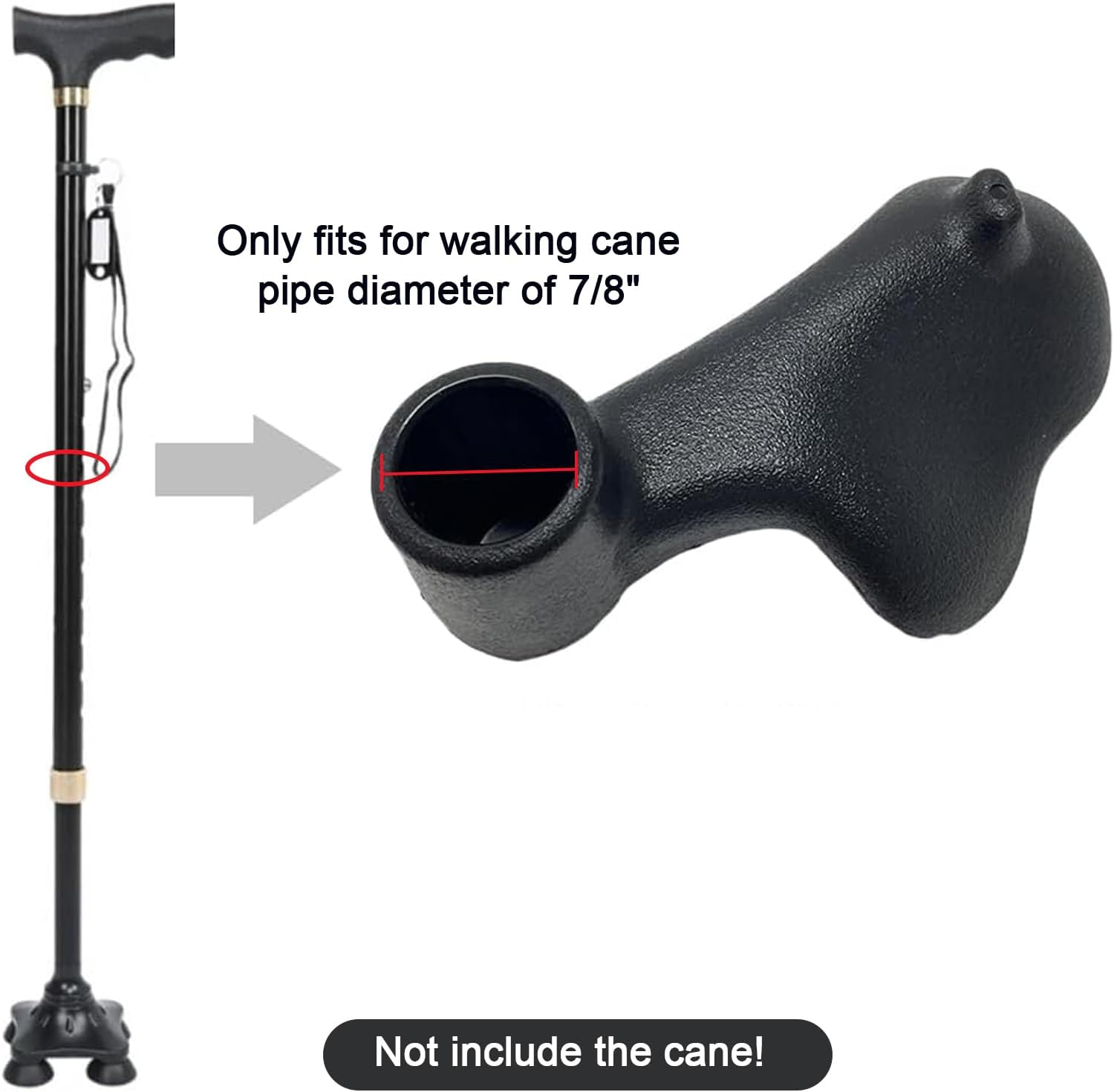 Orthopedic Walking Cane Fits Crutch Pipe Dia 7/8" Replacement for Arthritis, Carpal Tunnel Syndrome Mobility Aids image number 4