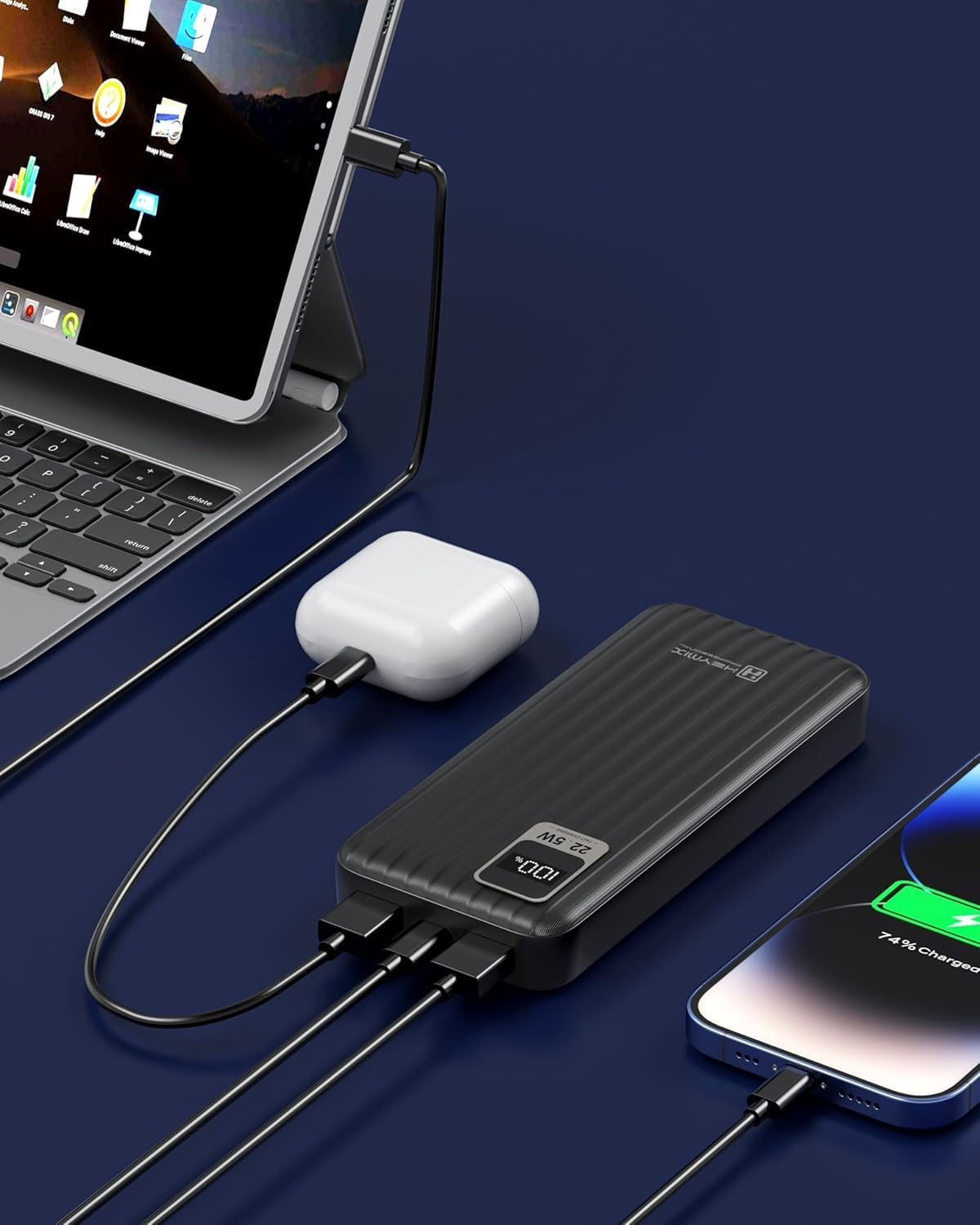 HEYMIX 20000Mah Power Bank, 22.5W Powerbank Portable Charger, USB-C Fast Charging Power Bank, 3-Port PD3.0/QC4.0 Battery Pack Compatible with Iphone 15/14/13, Samsung S23/S22/S21, Pixle, Ipad, Switch image number 5