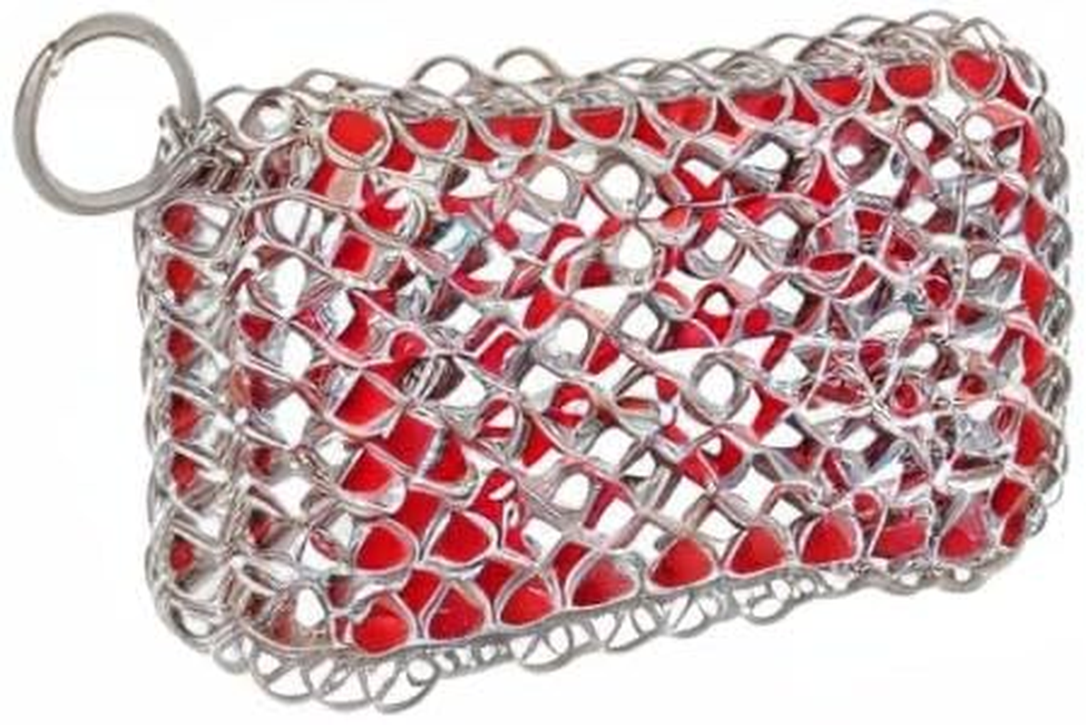 Lodge ACM10R41 Red Chainmail Scrubbing Pad, Red & Silver image number 5