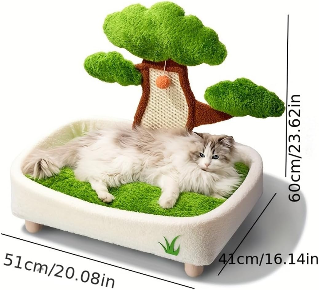 AIMALL 20.08"X16.14"X23.62" Cat Bed with Scratching Board, Four Seasons Universal Cat Tree, Wear-Resistant, Removable, and Washable Pet Bed for Cats image number 3