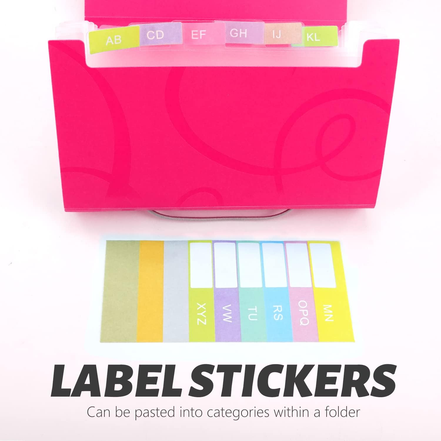 EKIND 7X4.5 Expandable Portable Folder, 13 Pocket Rope Accordion File Organizer, A6 Plastic Wallet for Cards,Coupons,Receipt,Tax Item, Mini Expanding Folders (1Pcs, Rose) image number 4