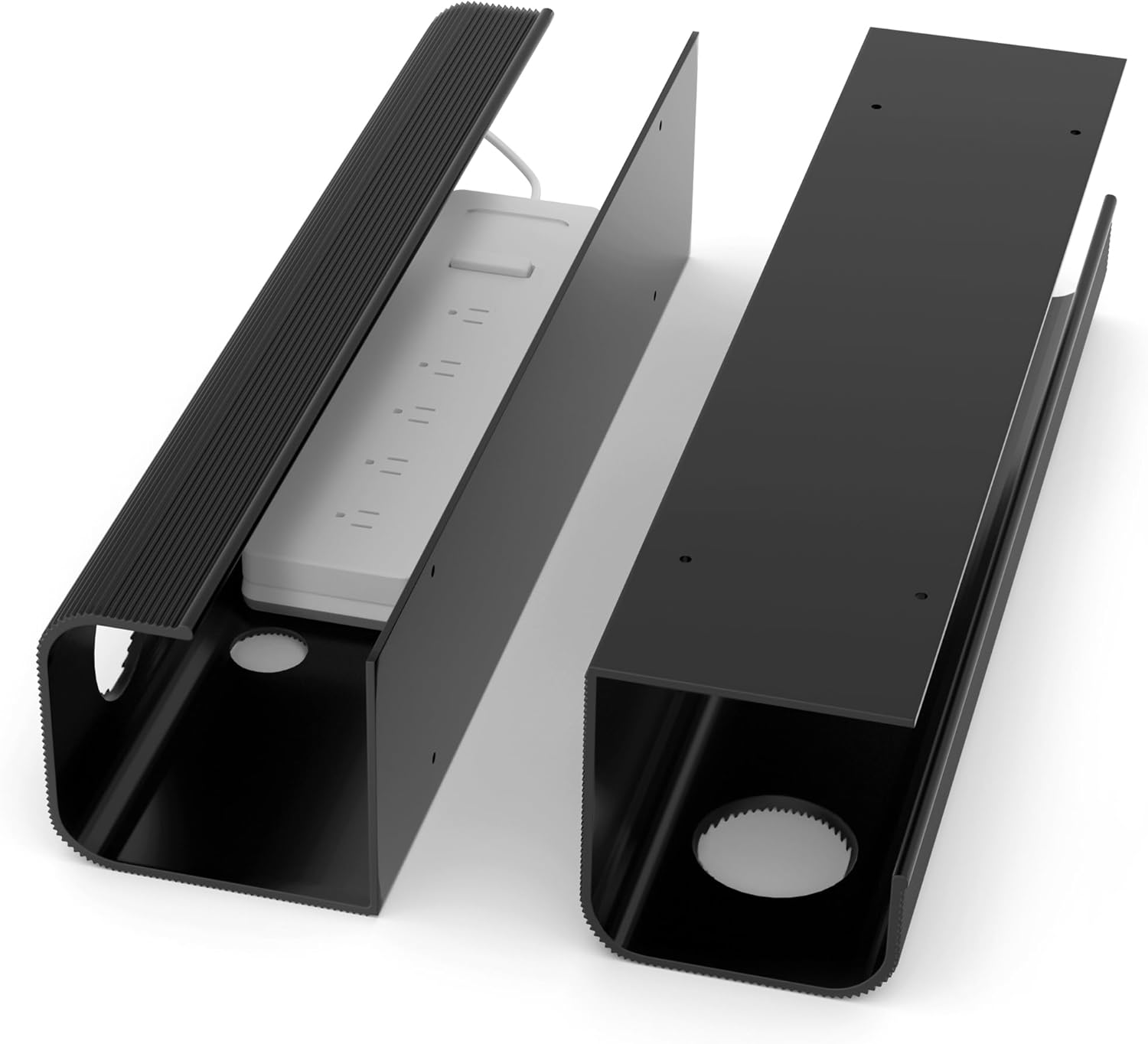 Zhiyo Cable Management under Desk 6X15.7In, 94.5In Cord Organizer, Self-Adhesive, Black J Channel