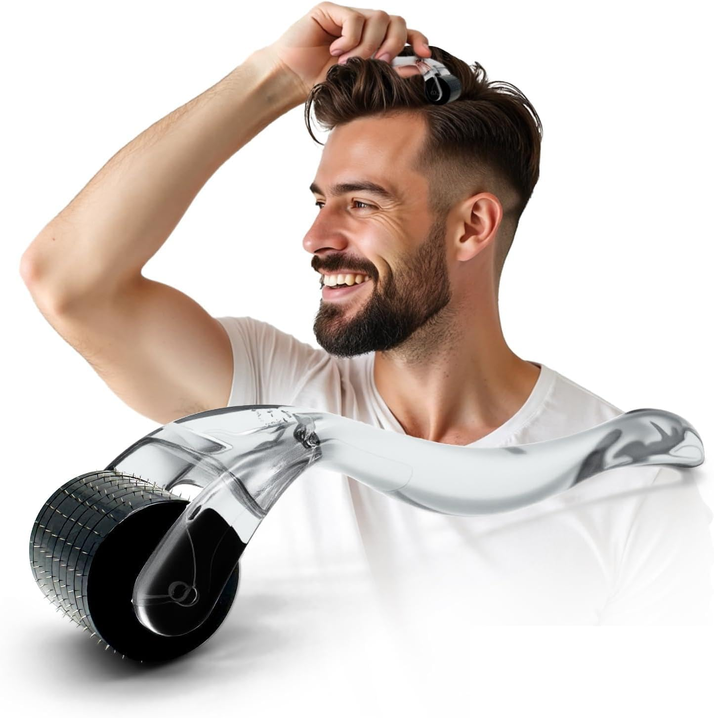 Efficient Microneedling Derma Roller Men - 192 Real Stainless Steel Needles against Hair Loss | Hair Roller & Beard Roller for Hair Growth | Minoxidil Compatible | Beard Care Tool - Skinfuture&reg; image number 2