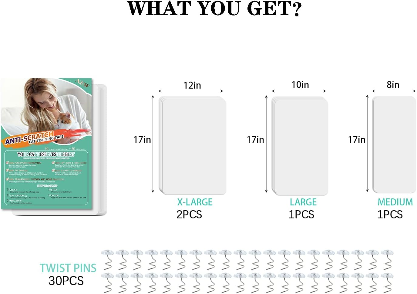 10 Pcs Furniture Protectors from Cats, Clear Self-Adhesive Cat Scratch Deterrent, Couch Protector 4 Pack X-Large (18"L 12"W) + 4 Pack Large (18"L 9"W) + 2 Pack (18"L 6"W) Cat Repellent for Furniture, image number 6