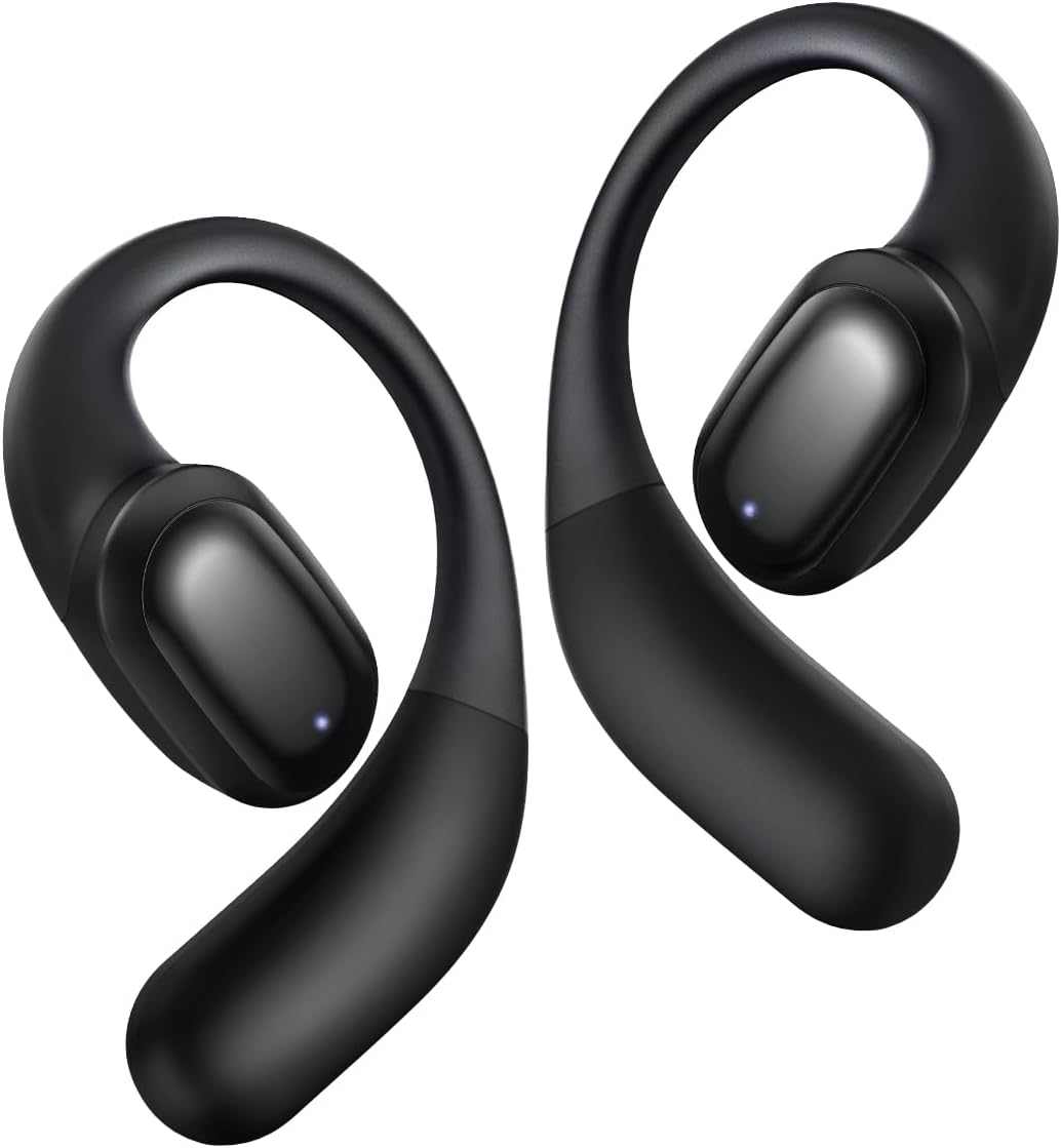 PSIER Open Ear Earbuds Bluetooth 5.3 Bone Conduction Headphone with Mic, Wireless Earbuds Premium Stereo Sound Headphones with 40H Playtime, IPX6 Design Open Ear Buds for Running Cycling(Black)