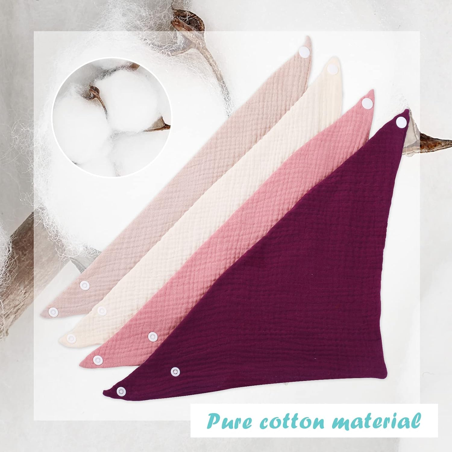 WD&CD Baby Bandana Drool Bib (4 Pack) Adjustable Absorbent Soft Snap Drool Bibs for Baby Girls and Boys - E image number 3