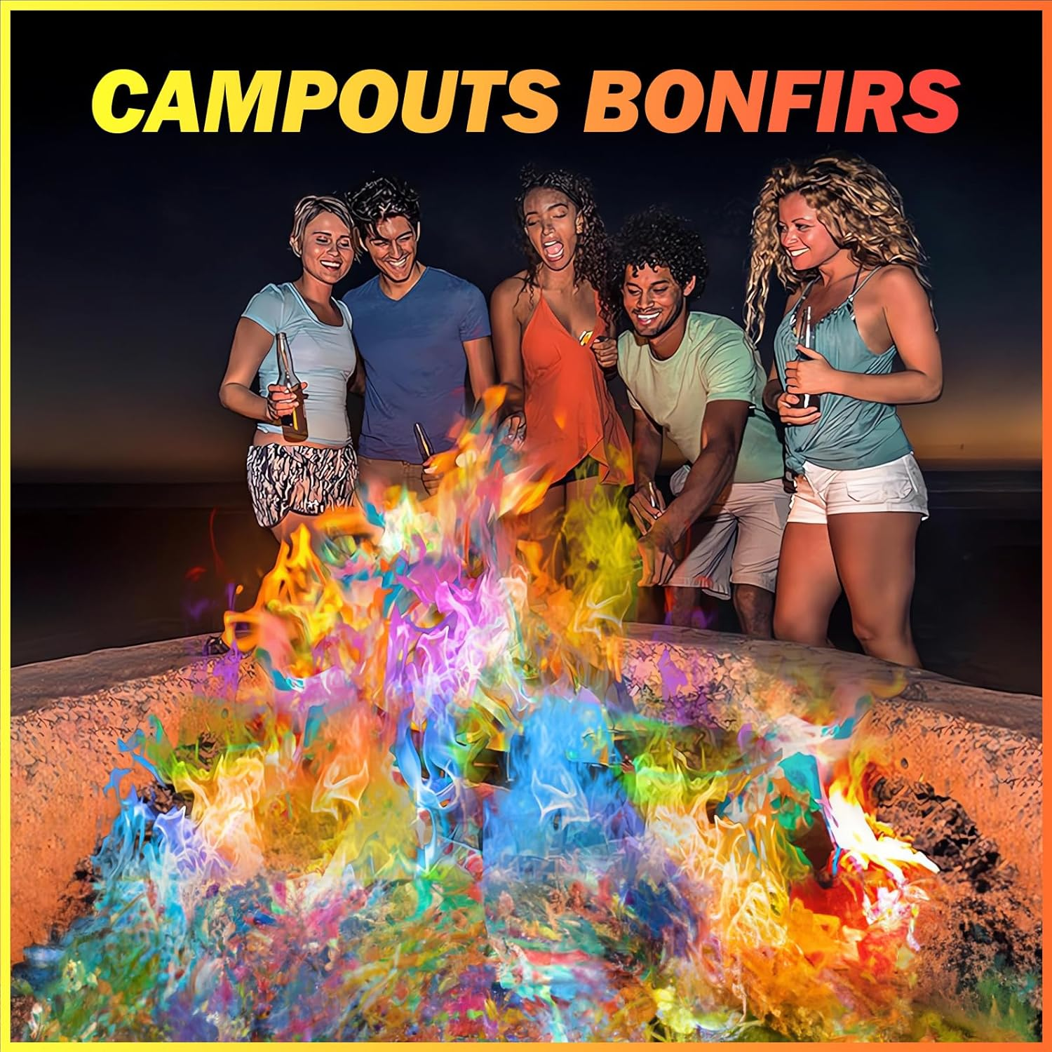 12 Pack Colorful Flames Color Fire Packets Fire Pit for Campfire,Fire Color Packets Camping Accessories for Kids & Adults,Outdoor Fire Changing Cosmic Flame Powder. (12 Packets) image number 6