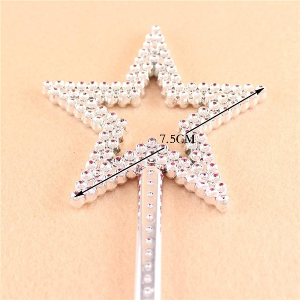 6Pcs Plastic Star Wands Princess Wand Pentagram Wand Angel Fairy Stick for Girls Birthday Party Cosplay, Silver image number 2