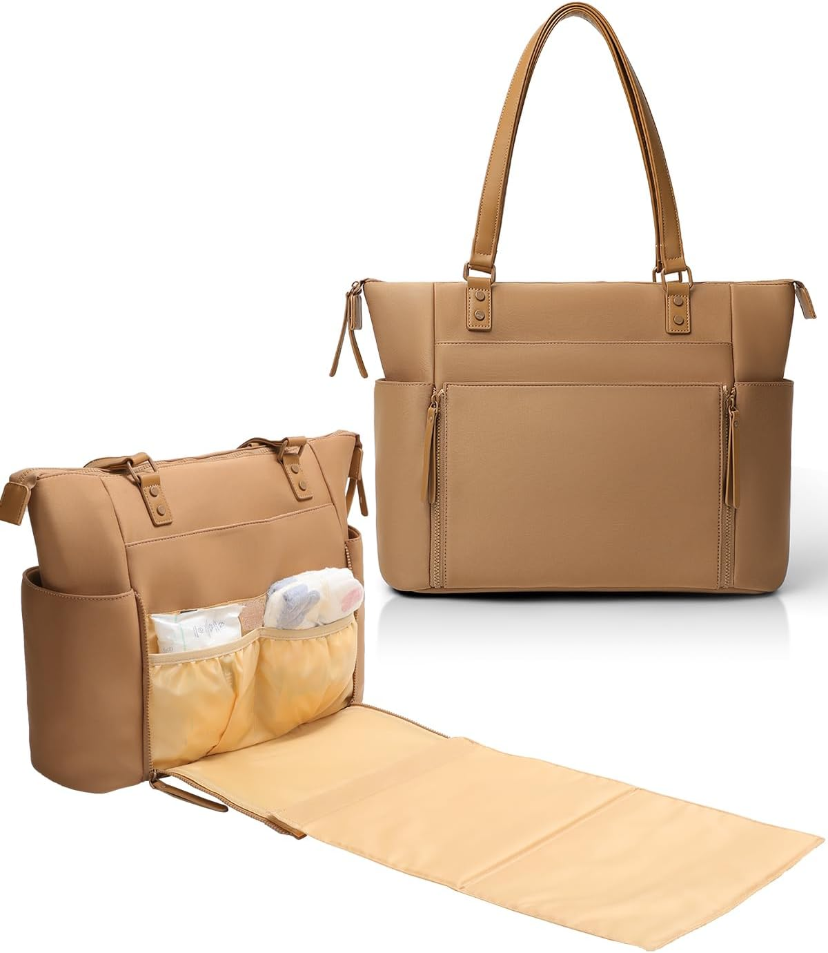 MOMINSIDE Diaper Bag Tote, Neoprene Diaper Bag Backpack with 14 Pockets, Convertible Baby Bag for Boys Girls