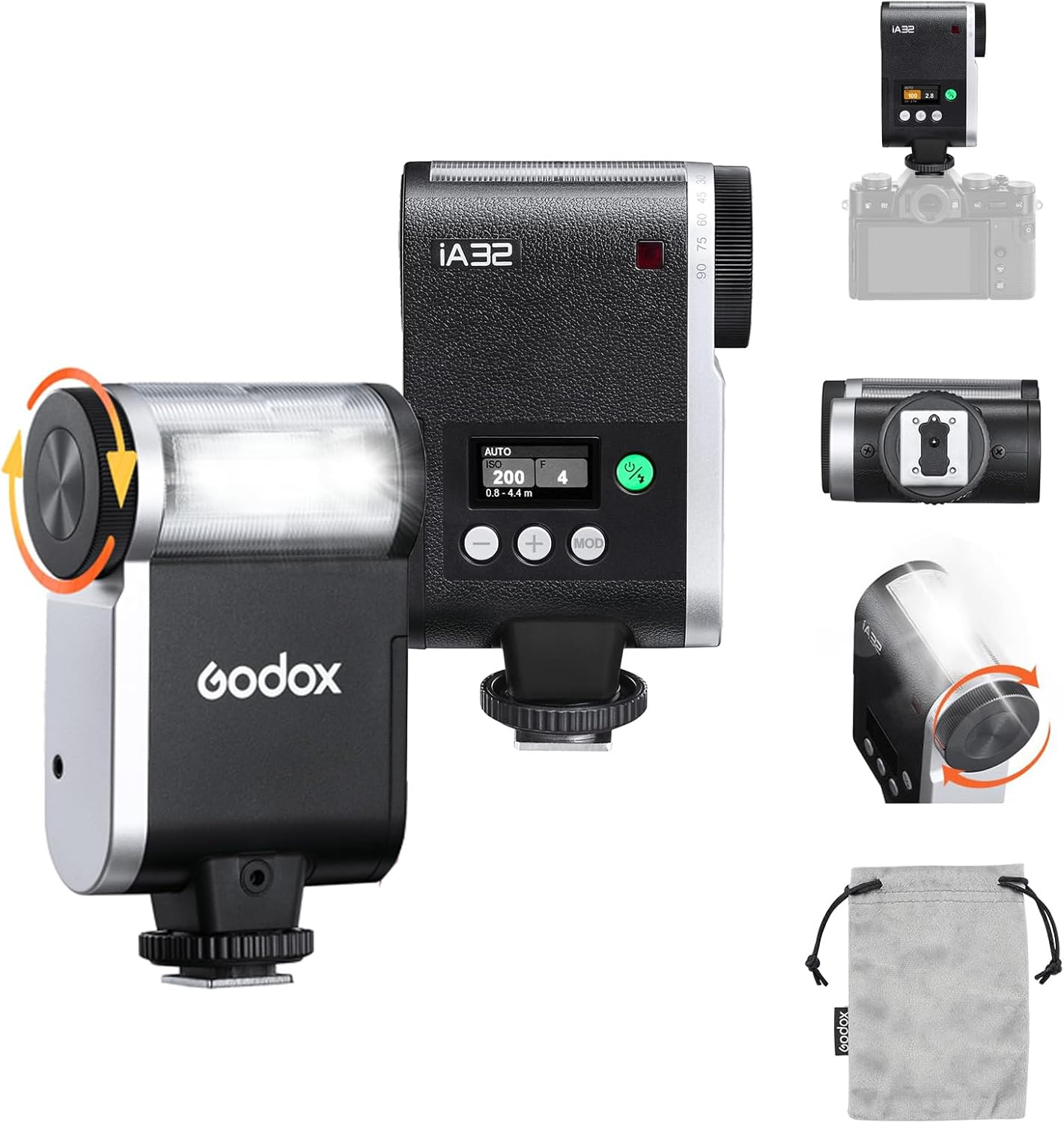 Godox Flash Im30 Camera Flash, GN15 7 Power Levels (1/64~1/1), S1/S2, Pocket Mini On-Camera Flash Speedlite for Sony, Canon, Nikon, Olympus, Fujifilm, Panasonic, Pentax Cameras