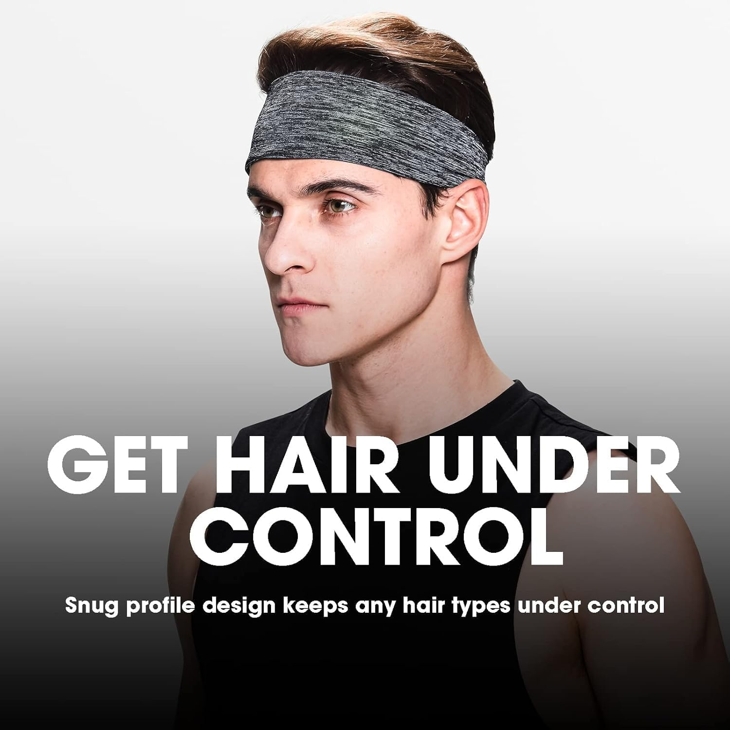 Men'S Headbands, 3-Pack Head Band for Men, Sport Sweatbands for Running Fitness Yoga Cycling, Sweat Wicking Non Slip (Gray/Green+Gray+Black) - 3 Pack A image number 3