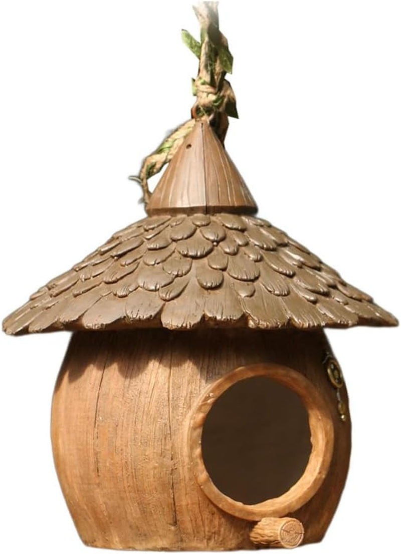 Hanging Birdhouse,Outdoor Hanging Resin Birds House, Small Nesting Box, Finches Rest Nest, Coconut Shape Garden Decor, with Rope, for Balcony, Tree, Courtyard image number 3