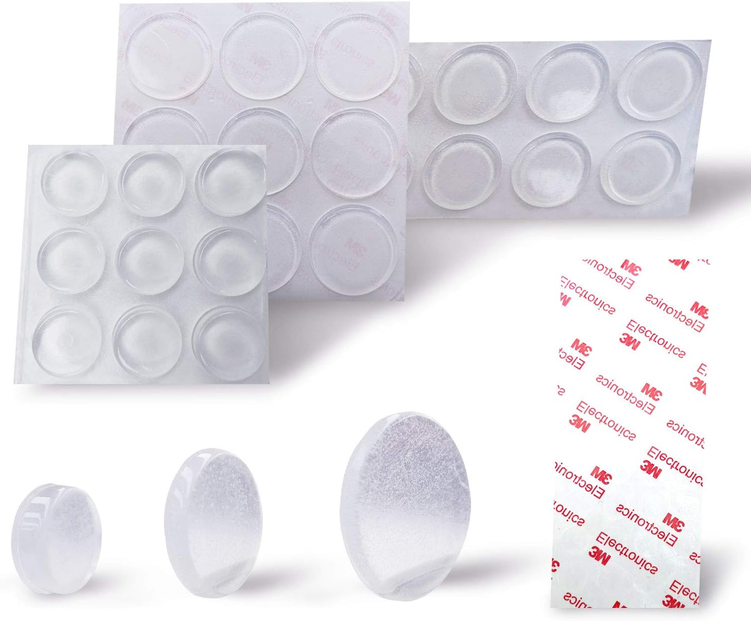 Uni-Fine 3 Size Clear Rubber Feet Self-Adhesive Door Bumper Elastic Transparent Silicone Pad Noise Dampening Pads Non-Slip Transparent Silicone Pad for Vases, Keyboards, Tables, Chairs,Glass(30Pcs) image number 5