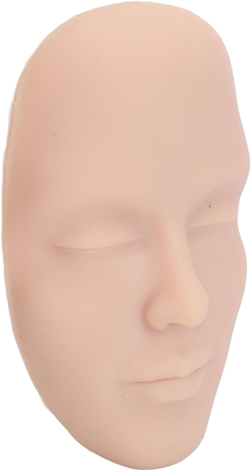 Cryfokt 3D Silicone Makeup Practice Face Board Reusable Cosmetic Mannequin with 7PCS Brush for Beginner, Portable Beauty Training Tool for Makeup Artists (Medium Skin Color) image number 3
