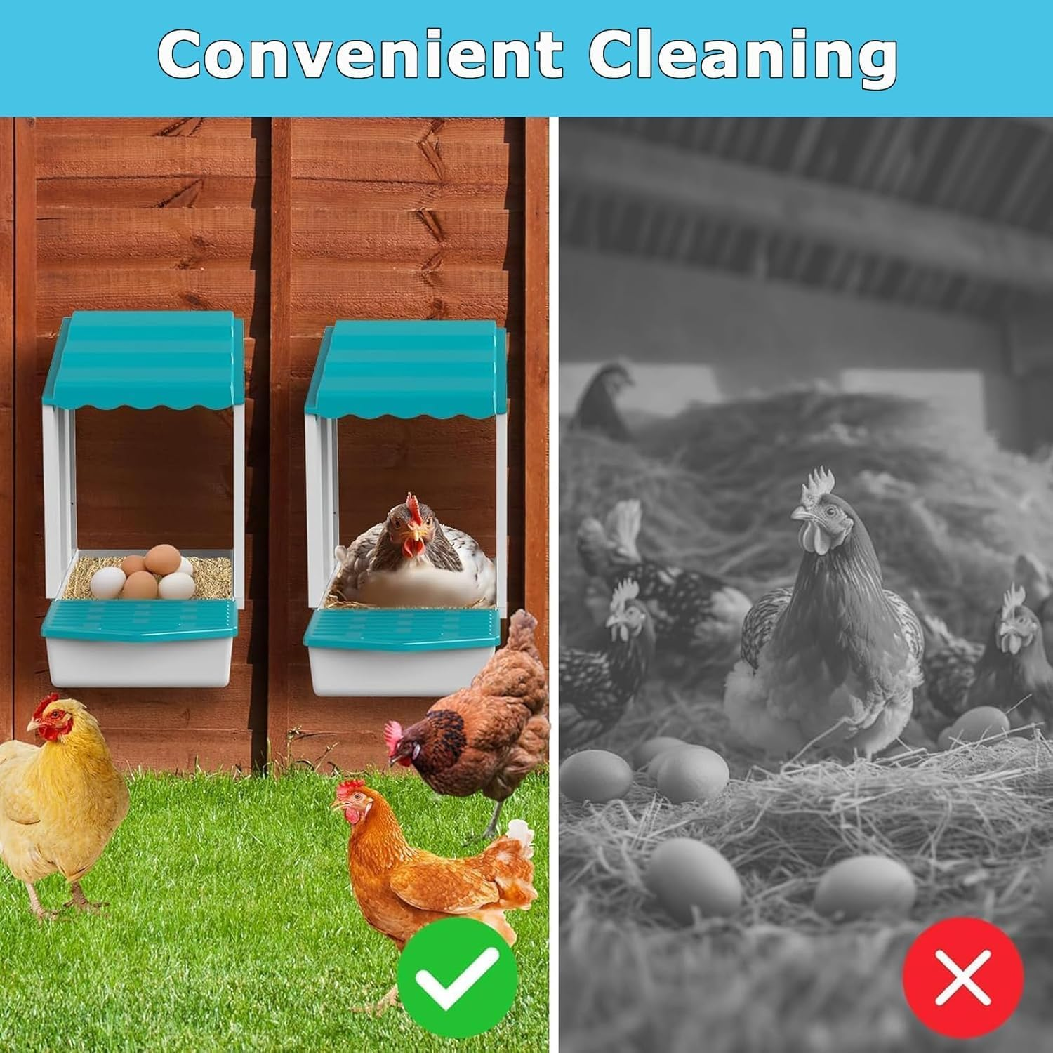 6 Pack Chicken Nesting Box, Chicken Coop, Chicken Laying Boxes with Egg Collection & Perch for Easy Picking Protecting Eggs, Nesting Boxes for Laying Eggs with 6 Compartments image number 4