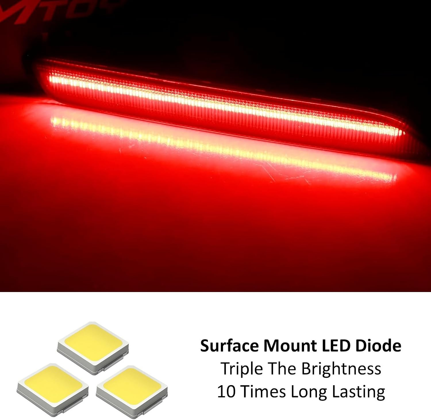 Ijdmtoy Dark Smoked Lens 30-SMD Full LED Rear Bumper Reflector Light Trim Compatible with Lexus IS-F RC250 RC350 RC-F GX470 RX300 Nx200T NX300 NX-F, Function as Tail or Rear Fog Lights