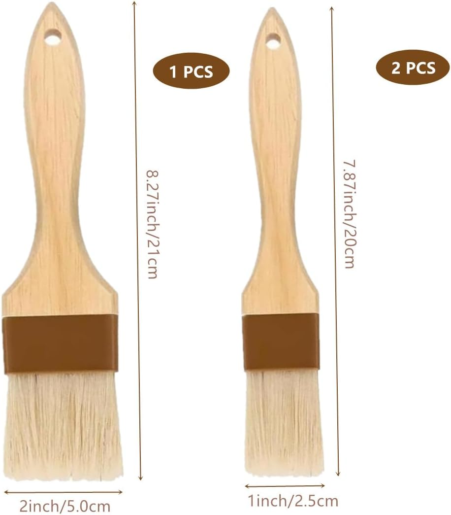 3Pcs Natural Boar Bristle Brushes,Pastry Basting Brushes,For Barbecue,Outdoor Dining,Brush with Oil/Butter/Sauces/Marinades,Clearing the Dust(1Pcs 2 Inch,2Pcs 1Inch) image number 6