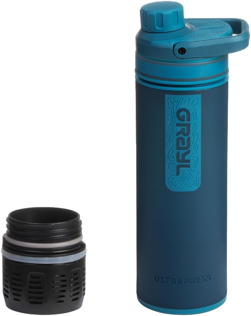 GRAYL Ultra Press Premium Outdoor Water Filter Mega Bundle with Replacement Filter 300L Drinking Water Removes 99.99% Bacteria & Viruses for Camping, Survival & Travel - Forest Blue + Black image number 6
