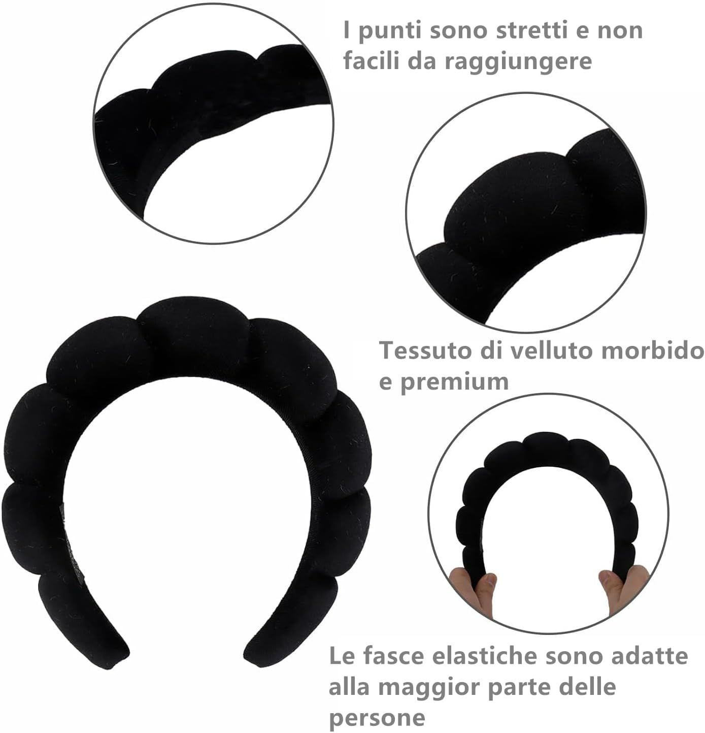 Norhogo Wolke Hair Bands, Women Velvet Hair Band, Women Hairband, Women Makeup Sponge, for Skin Care, Face Wash (Black)