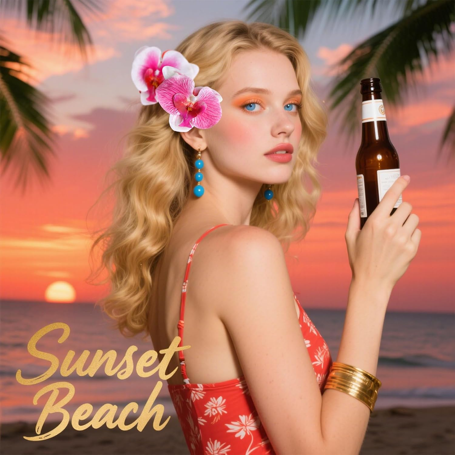 SAIIURV Pack of 10 Pink Flowers Hair Clips, Orchid Artificial Flowers, Hairpin, Women'S Bohemian Hair Flower, Hair Clips, Hair Accessories, Decorations, Hair Accessories for Women, Girls, Summer image number 6